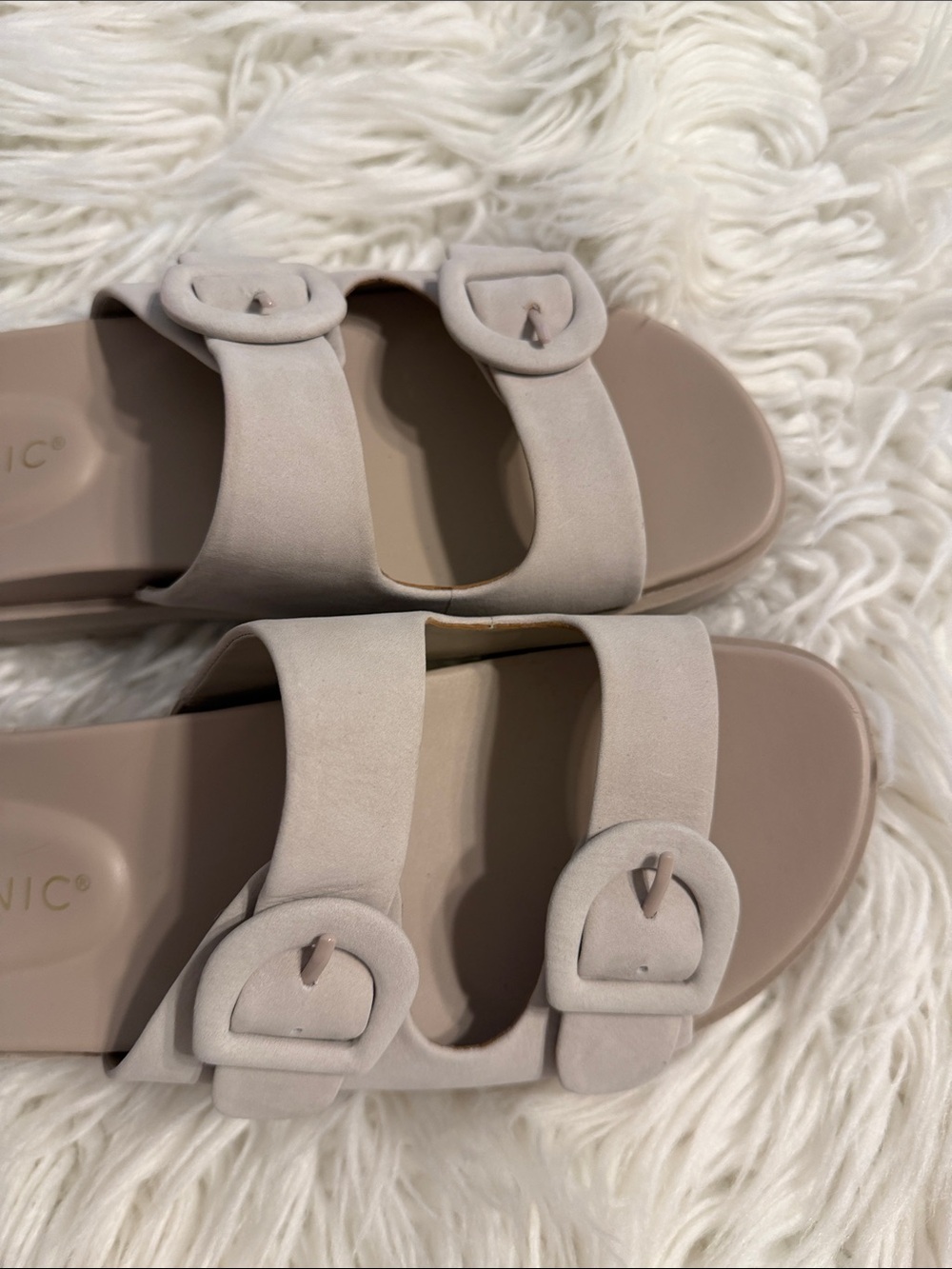 Vionic Taupe Double-Buckle Platform Slide Sandals size 7 BNWOT - Picture 3 of 12